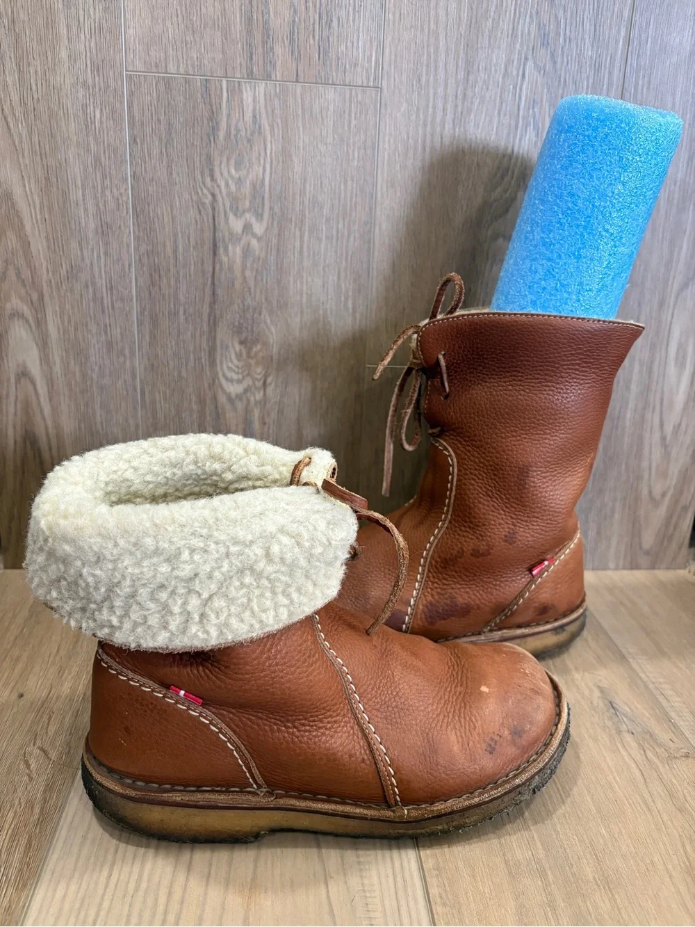 Duckfeet Unisex Århus Wool-lined Pebbled Leather Boots Nut Cognac Camel 39